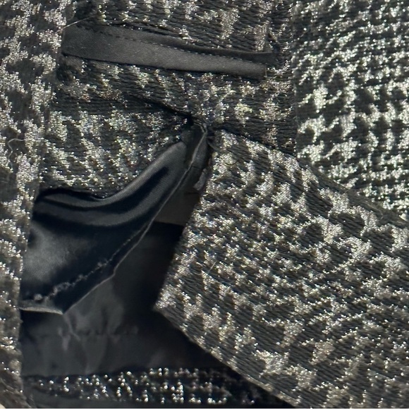 LIZ CLAIBORNE black gray metallic houndstooth festive holiday new years skirt - Picture 2 of 6